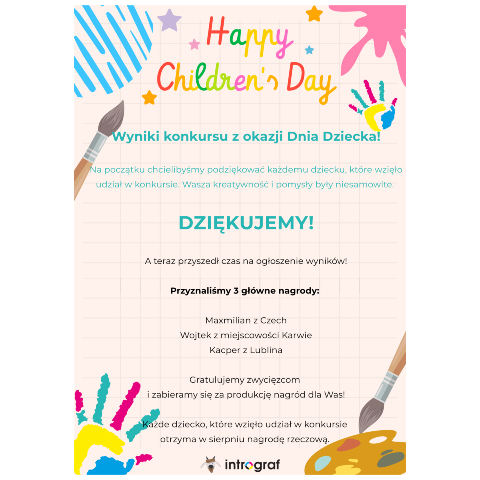 Wyniki konkursu z okazji Dnia Dziecka